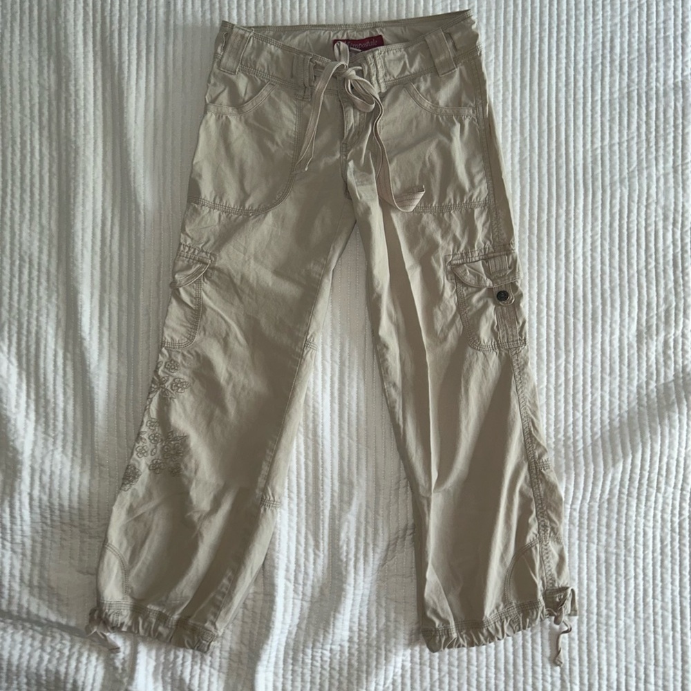 Aeropostale Beige Cargo Drawstring Pants